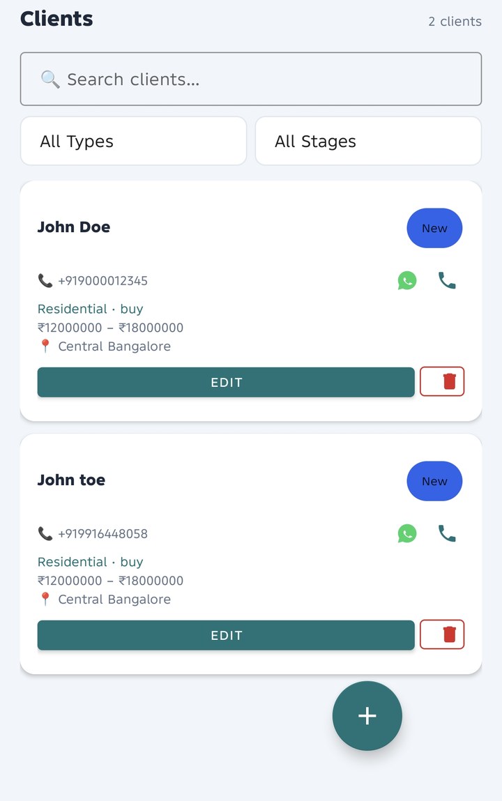 Est8Pro client list screen