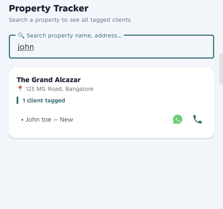 Est8Pro property tracker showing tagged clients
